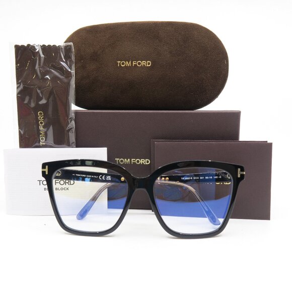 Tom Ford TF 5892-B 001 ECO 56mm Black-Blue Block Lenses, New Eyeglasses. - Picture 1 of 8